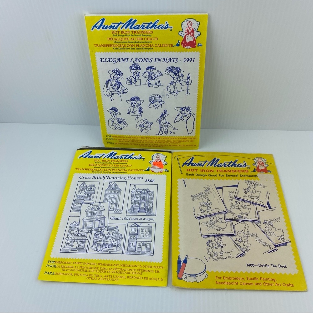 Aunt Martha's Hot Iron Transfers Set Lot of 3